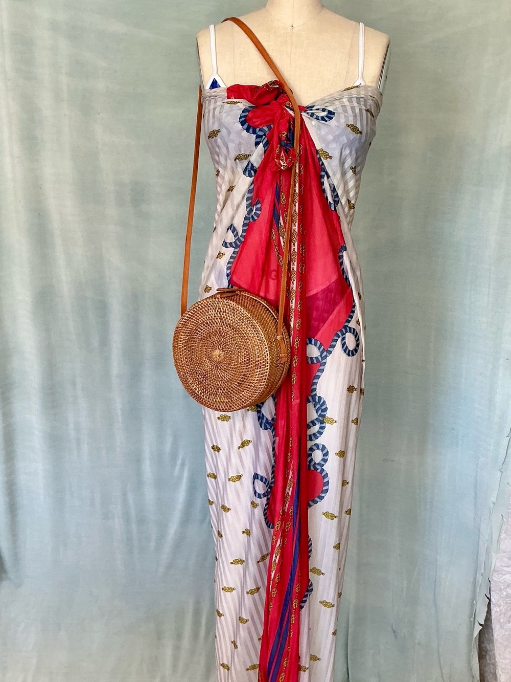 NWT Vintage Women’s Red Patterned Swim Sarong Cover-Up